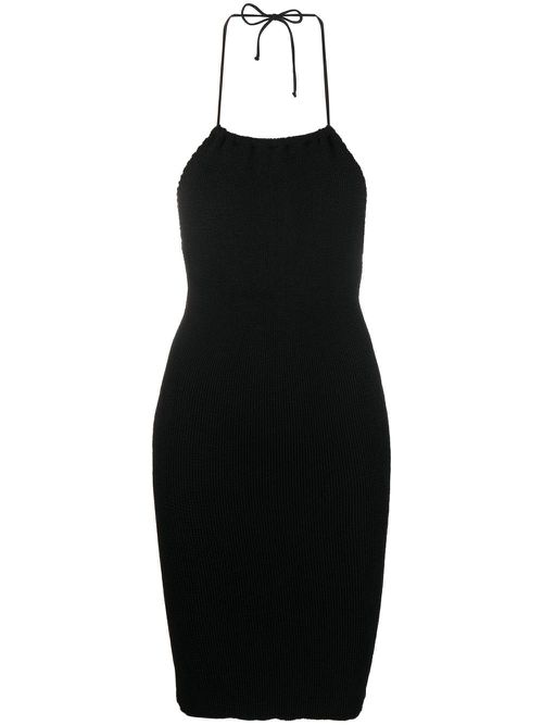 Seersucker bodycon dress - Black