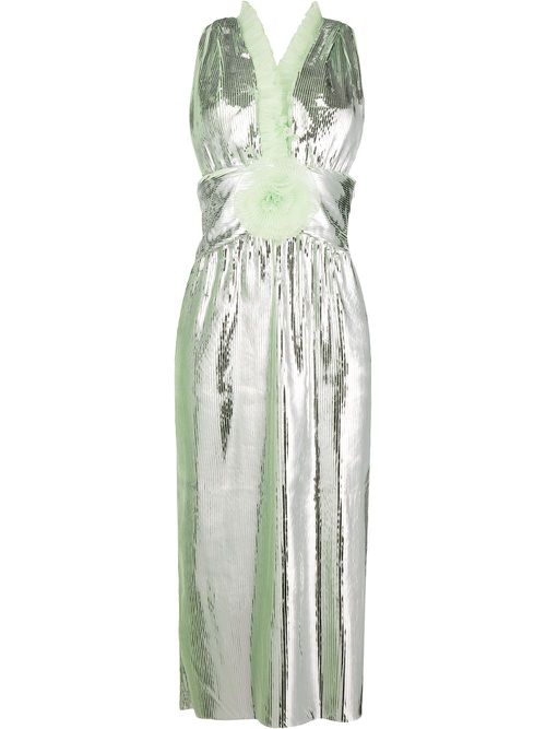 Ruffle trim midi dress - Metallic