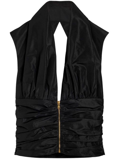 Square shoulder sleeveless top - Black