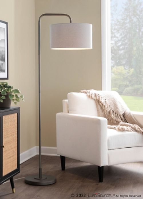 LumiSource Puck Arc Floor Lamp, Beige/Black