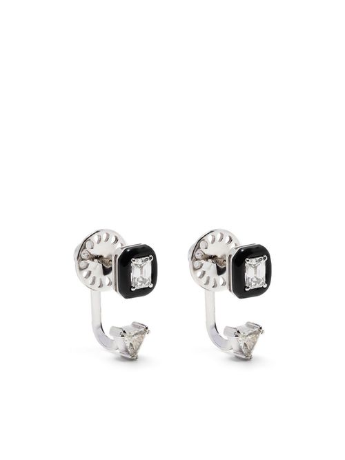 18kt white gold diamond drop earrings - Silver