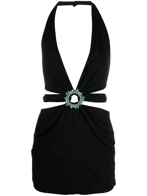 Ring-embellished mini dress - Black
