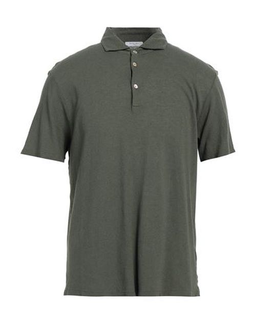Boglioli Man Polo shirt Military green Size L Cotton, Linen