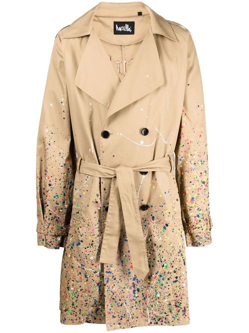 Paint splatter trench coat - Brown