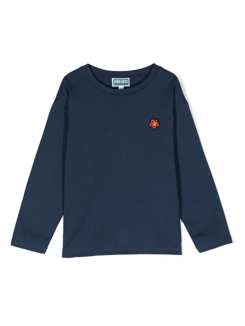 Boke Flower-motif long-sleeve T-shirt - Blue