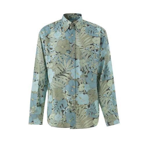 Floral Print Lyocell Shirt — Blue