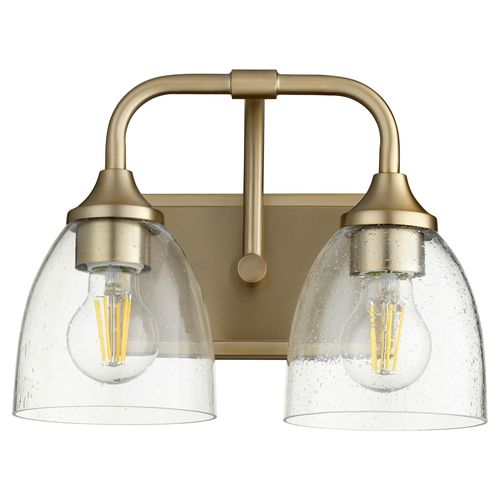 Quorum Enclave 2-Light 9" Bathroom Vanity Light in Aged Brass with