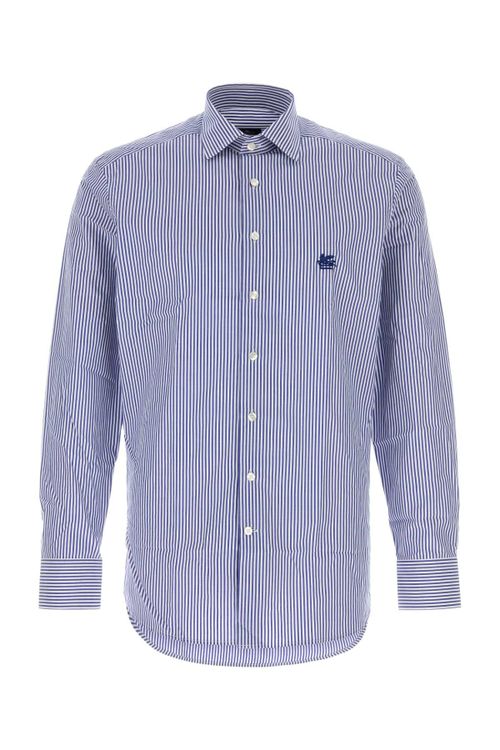 Embroidered Poplin Shirt — Blue