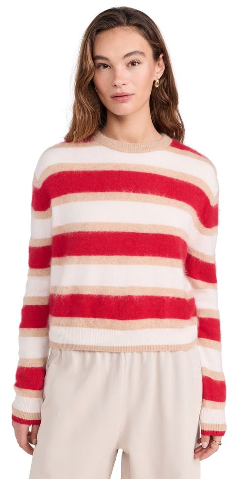 Grizzly Stripe Crew In Cashmere True Red Combo