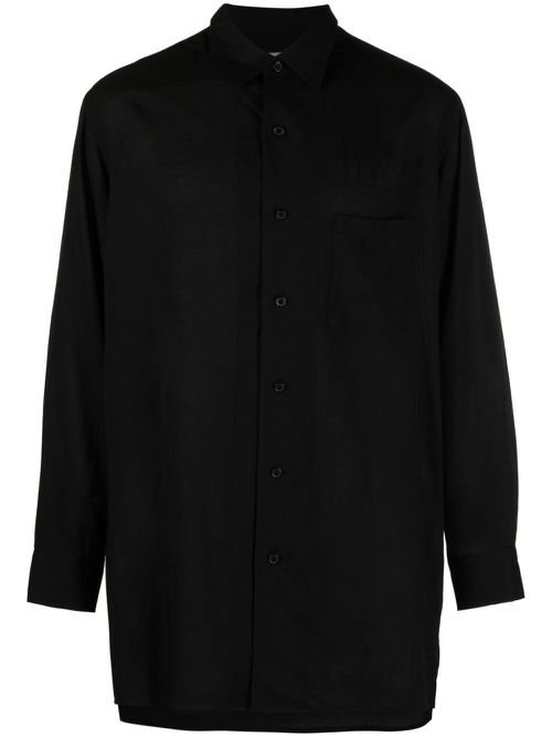 Drop-shoulder classic-collar shirt - Black