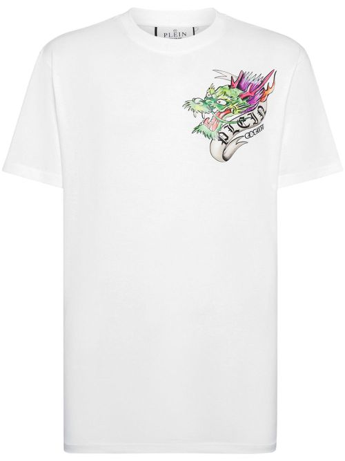 Tattoo-print cotton T-shirt - White