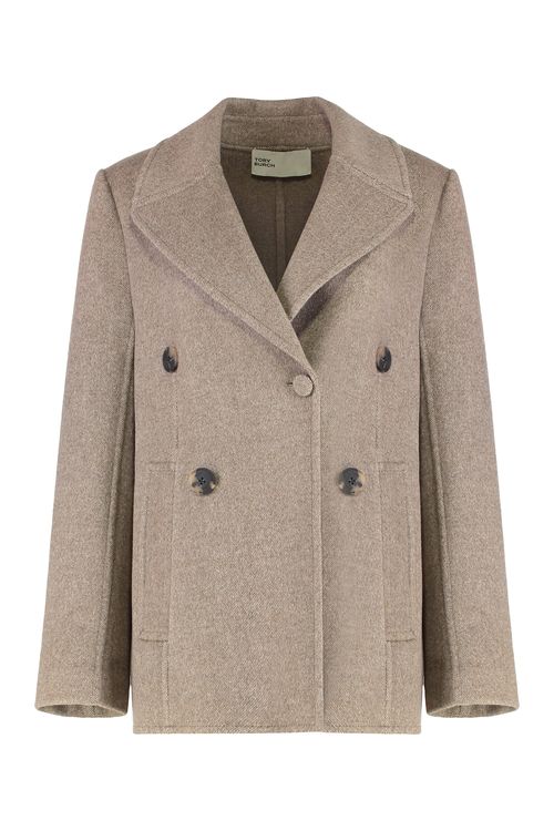 Wide Twill Wool Jacket with Horn Buttons