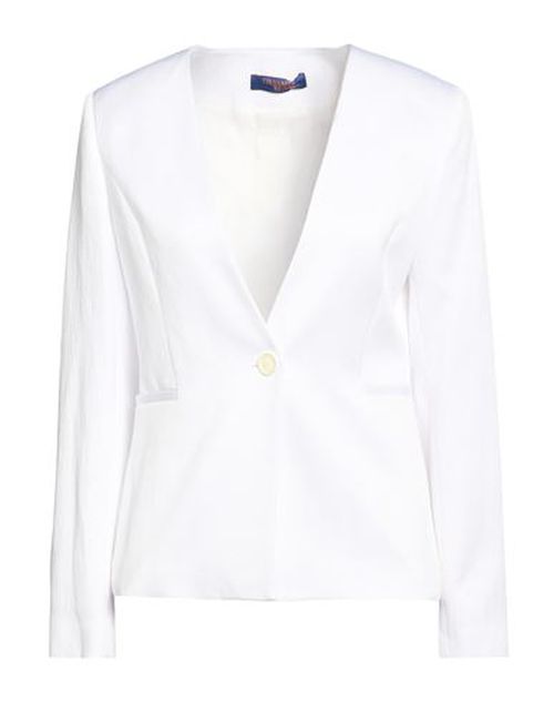 Woman Blazer White Size 4 Cotton, Polyester, Elastane
