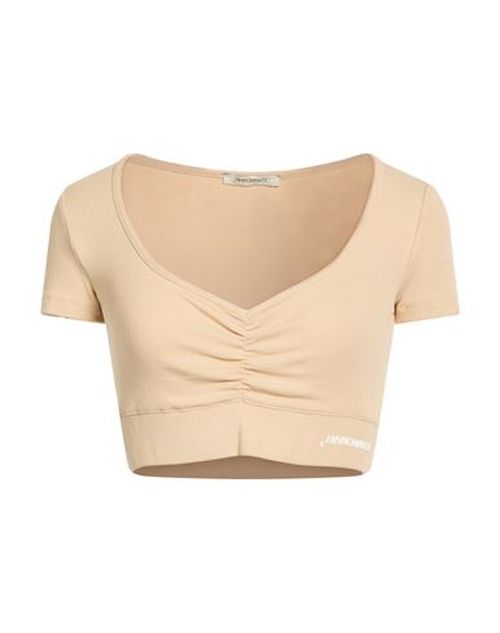 Woman Top Beige Size M Cotton, Elastane