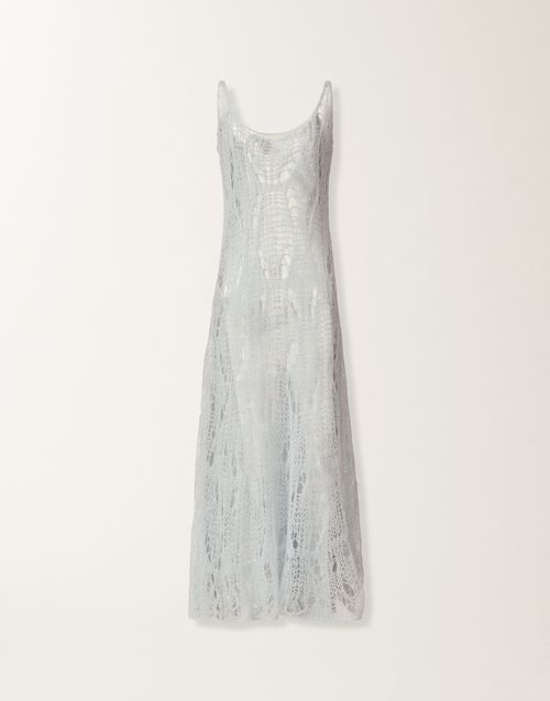 Long tank dress in mohair, aqua