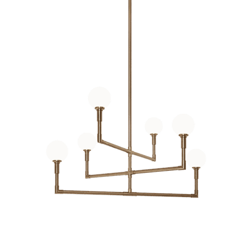 Aged Gold Brass Six Light Chandelier from the Candlestix Collection