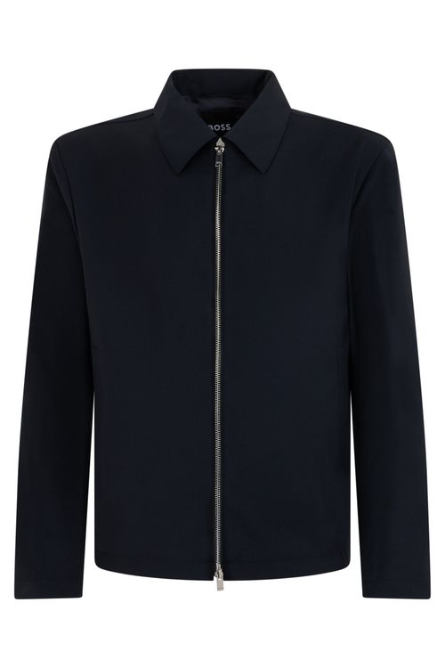 Virgin Wool Zip Jacket — Navy