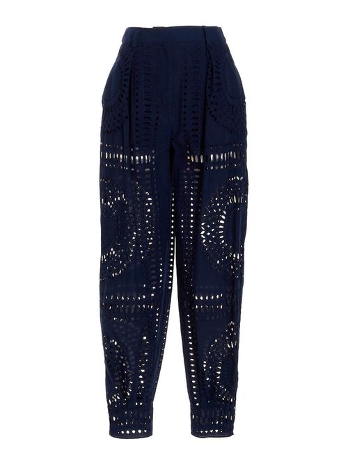 Embroidered cotton pants