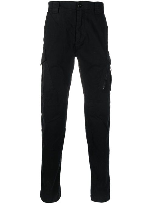 Lens-detail cotton trousers - Black