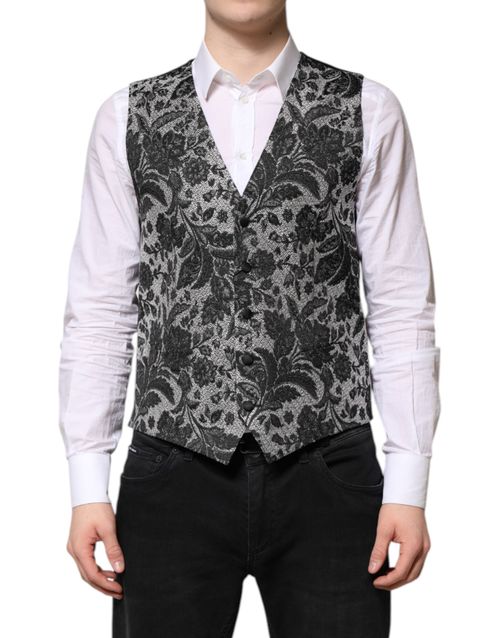 Brocade Formal Vest — Black