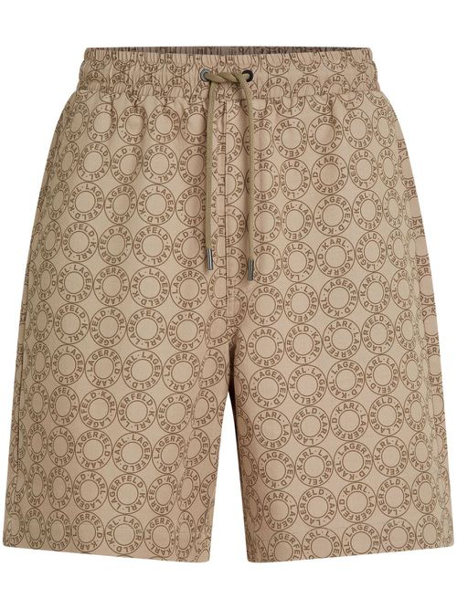 Circle-logo drawstring shorts - Brown