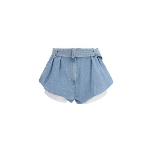 Flared Denim with Undershorts Bermuda Shorts — Blue