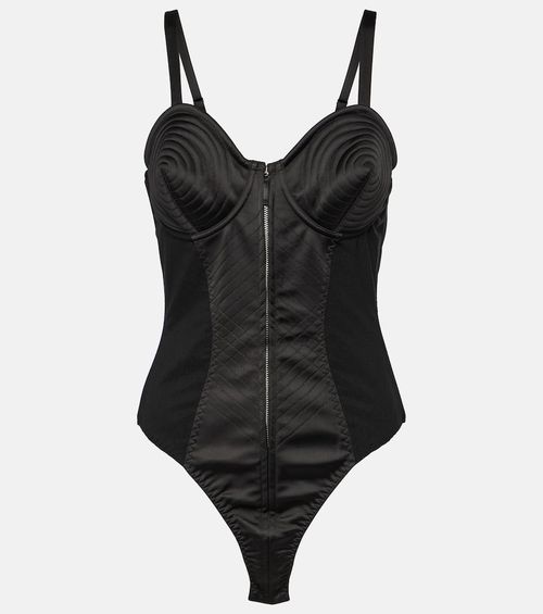 Satin-trimmed bodysuit