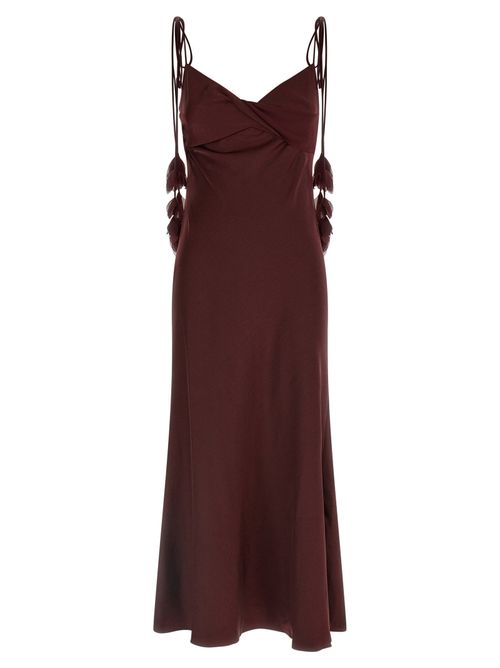 Satin Crossover Dress — Burgundy