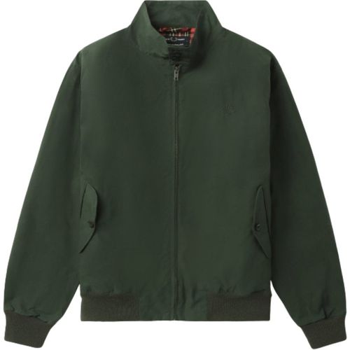 Fred Perry Mens Made In England Waxed Night Green Harrington Jacket - Dark Green Cotton - Sma