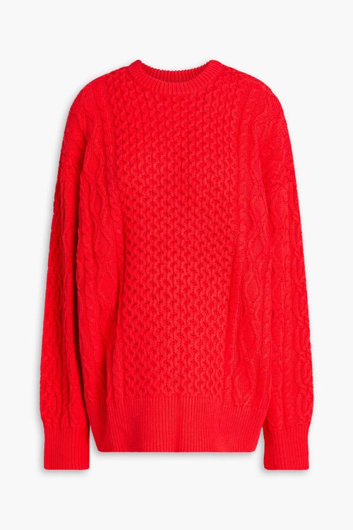 Tracy cable-knit cotton-blend sweater - Red - S