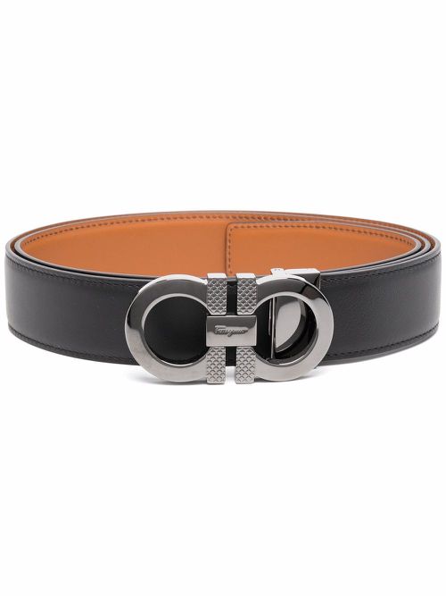 Reversible Gancini belt - Black
