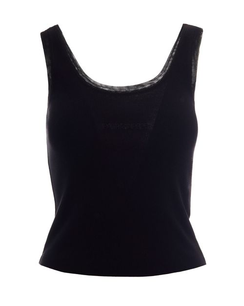 Ribbed Sleeveless Tank Top — Black