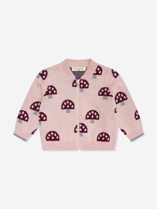 Girls Mushroom Knit Cardigan in Pink