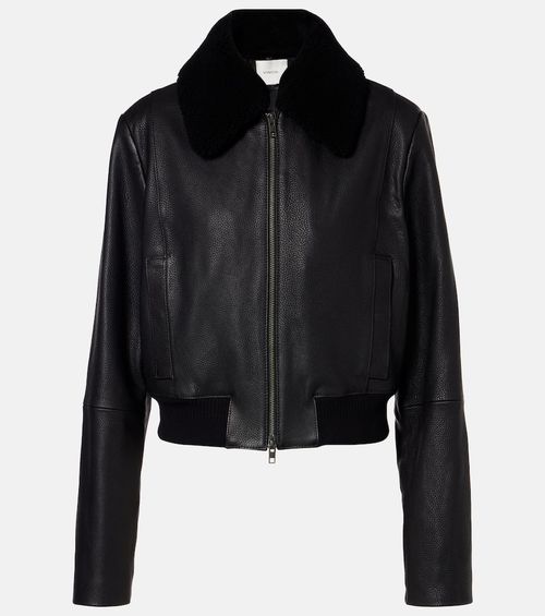 Shearling-trimmed leather jacket