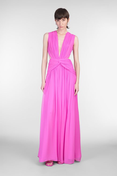 Luccia Dress Woman In Fuxia Silk