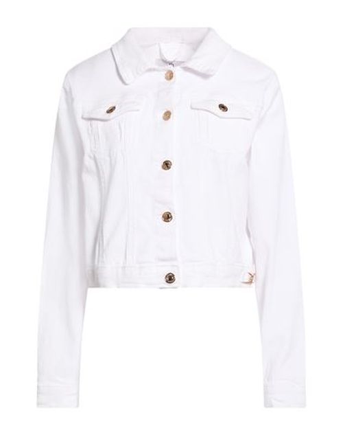 Woman Denim outerwear White Size XL Cotton, Elastane