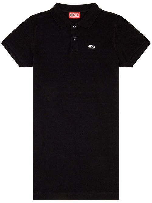 Oval D patch polo dress - Black