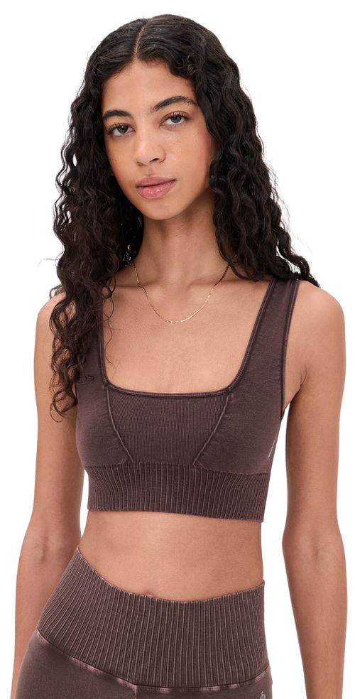 Square Neck Good Karma Bralette Washed Chocolate L