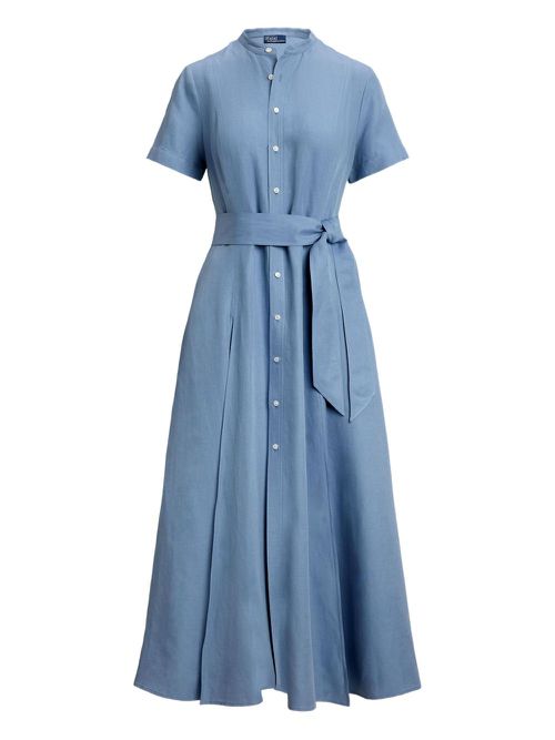 Button-down belted dress - Blue