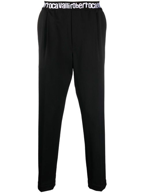 Logo-waist tapered trousers - Black