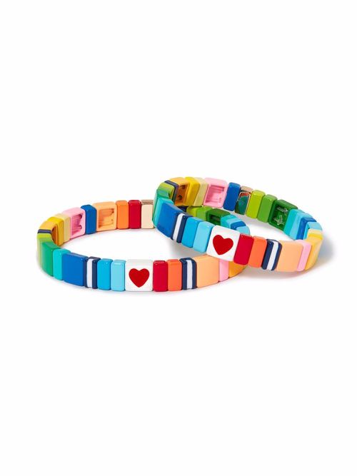 Mommy and Me rainbow hearts bracelet set - Multicolour