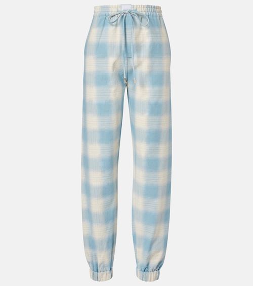 Checked cotton and wool tapered pants