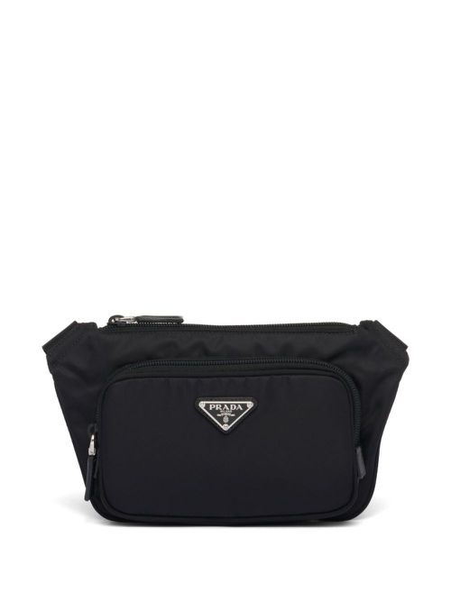 Logo-appliqué Re-Nylon belt bag - Black