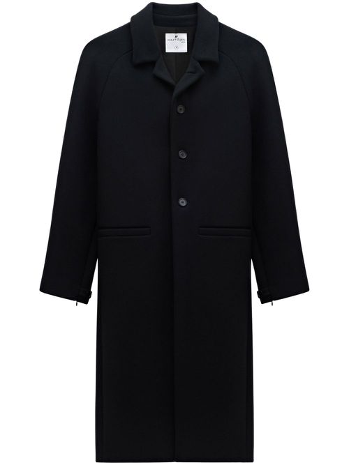 Zipped-sleeves single-breasted coat - Black