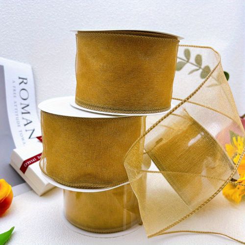 TEMU Sheer Ribbon X 6. 2. Wide - Shimmering Diy Craft Ribbon For Large Bows, Floral Wreaths, Christmas Tree Decor, Mother’s Day, Wedding