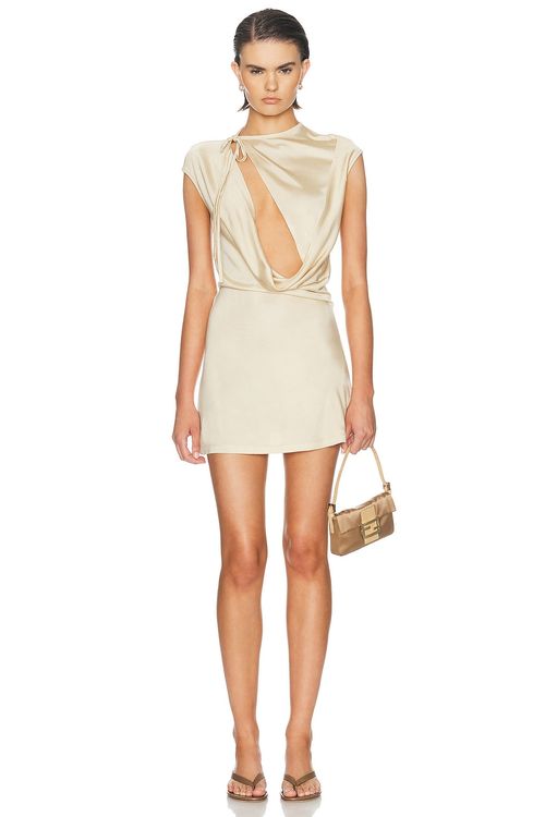 Aya Muse Nyra Dress in Champagne - Beige. XS also in