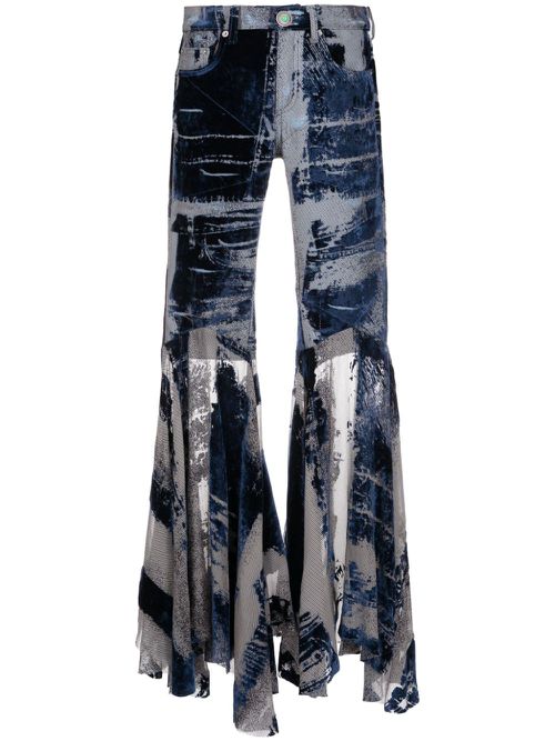 Distressed flared trousers - Blue