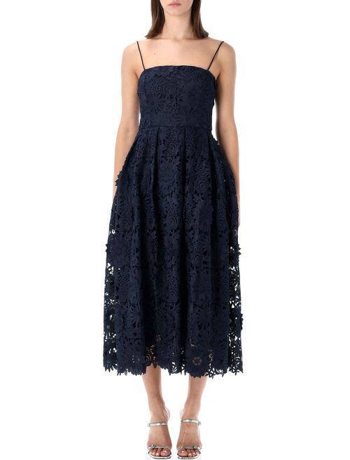 3D Lace Flared Midi Dress