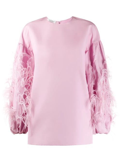 Feathered Sleeve Blouse — Pink