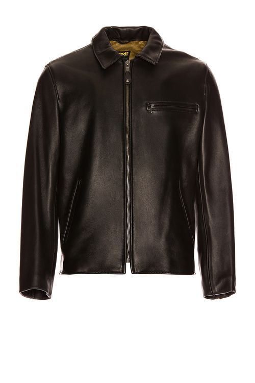 Schott Collar Lamb Leather Jacket in Black - Black.  S also in
